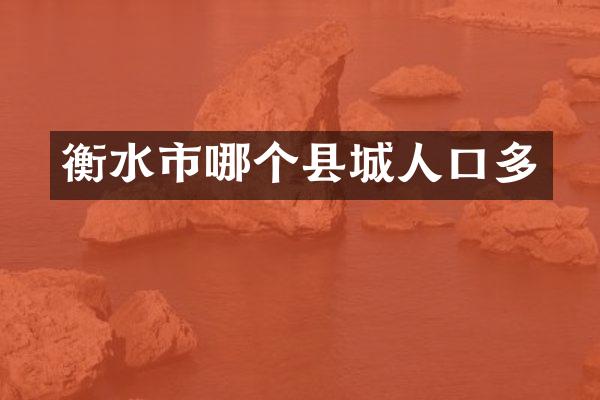 衡水市哪个县城人口多