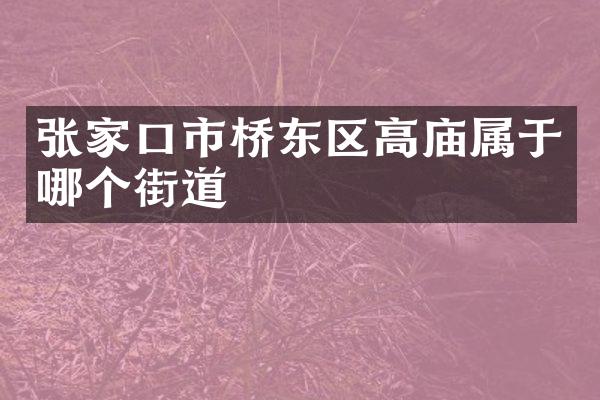 张家口市桥东区高庙属于哪个街道