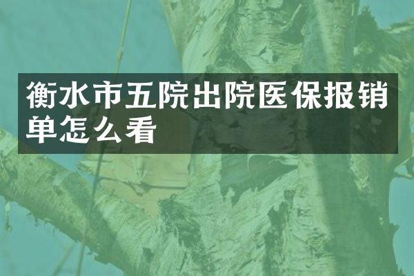 衡水市五院出院医保报销单怎么看