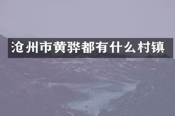 沧州市黄骅都有什么村镇