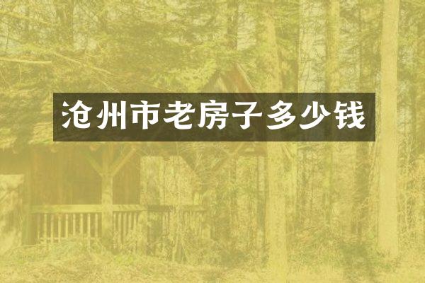 沧州市老房子多少钱