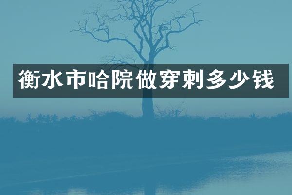 衡水市哈院做穿刺多少钱