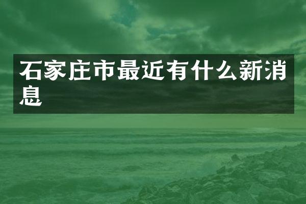 石家庄市最近有什么新消息