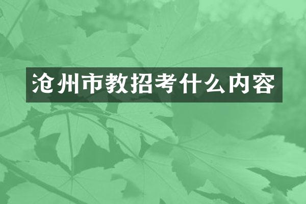 沧州市教招考什么内容
