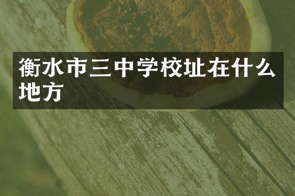 衡水市三中学校址在什么地方