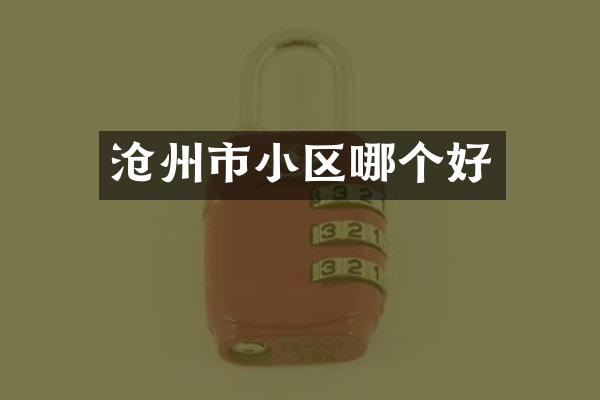 沧州市小区哪个好