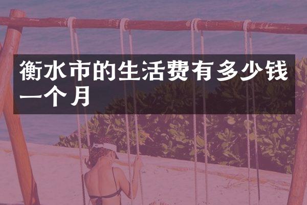 衡水市的生活费有多少钱一个月