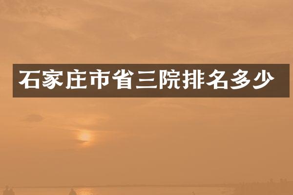 石家庄市省三院排名多少