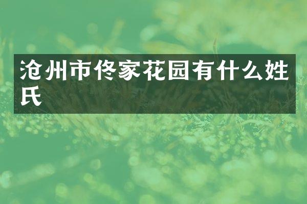 沧州市佟家花园有什么姓氏
