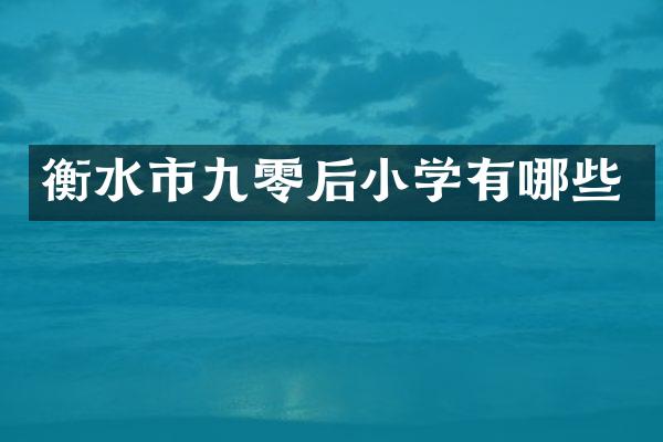 衡水市九零后小学有哪些