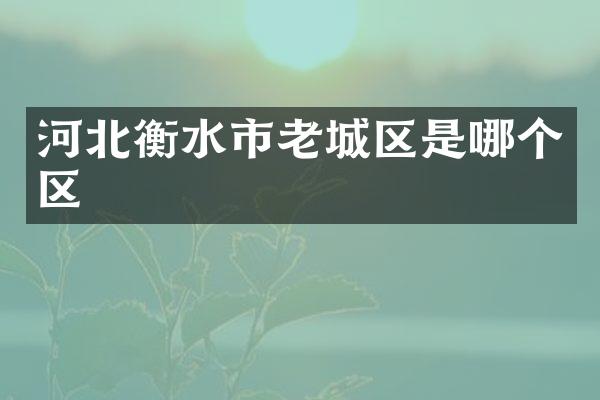 河北衡水市老城区是哪个区