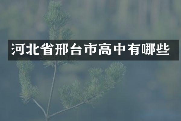 河北省邢台市高中有哪些