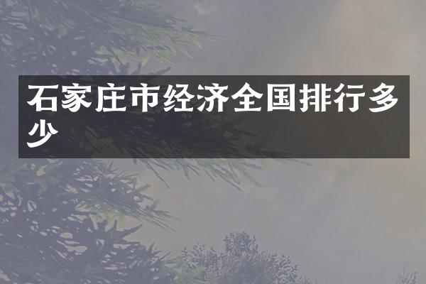 石家庄市经济全国排行多少