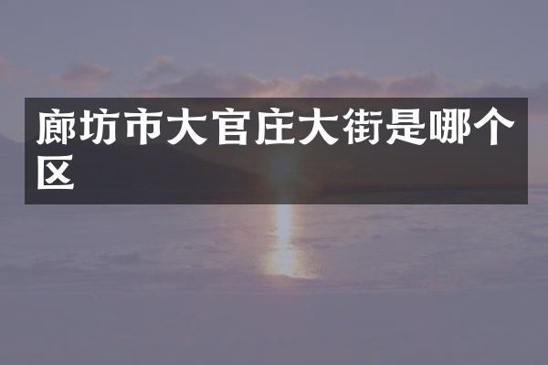 廊坊市大官庄大街是哪个区