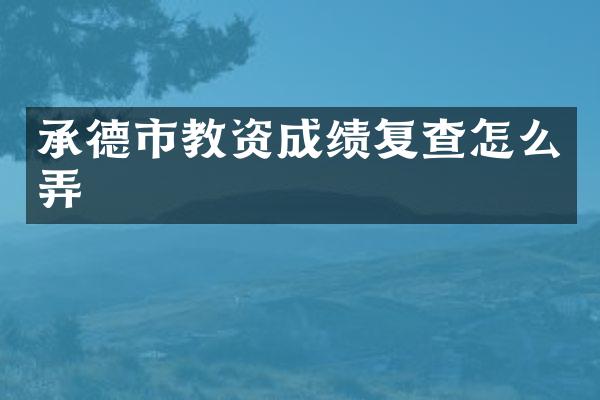 承德市教资成绩复查怎么弄