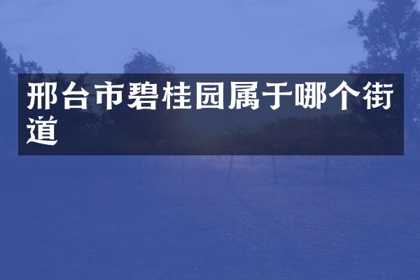 邢台市碧桂园属于哪个街道