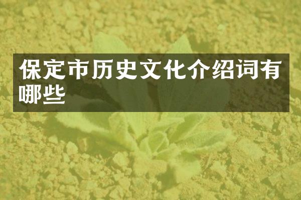 保定市历史文化介绍词有哪些