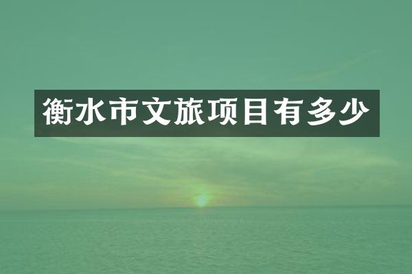 衡水市文旅项目有多少