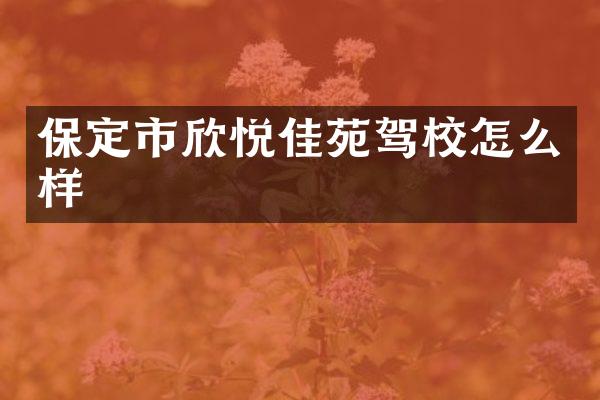 保定市欣悦佳苑驾校怎么样