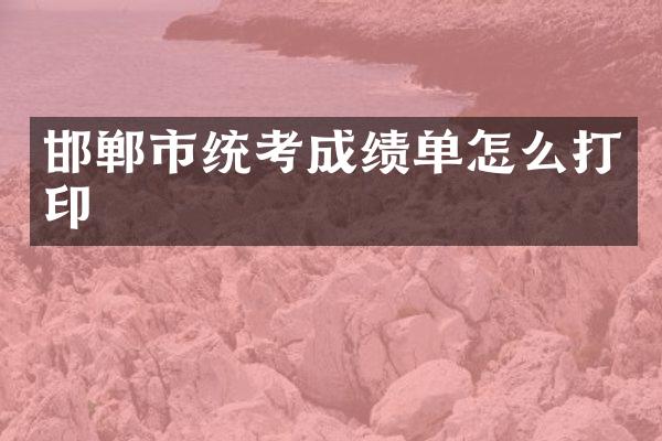 邯郸市统考成绩单怎么打印