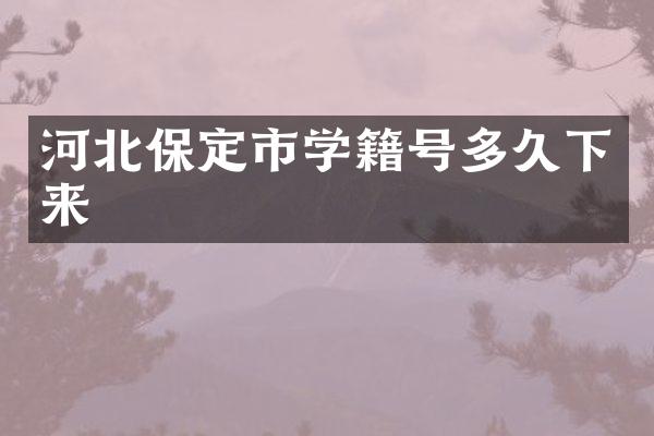 河北保定市学籍号多久下来