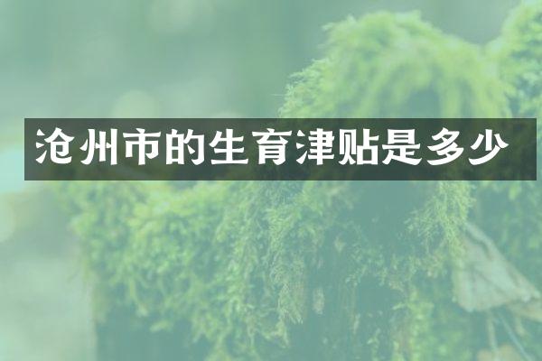 沧州市的生育津贴是多少
