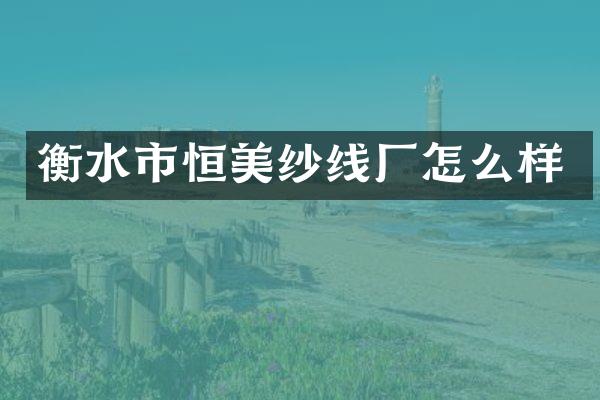 衡水市恒美纱线厂怎么样