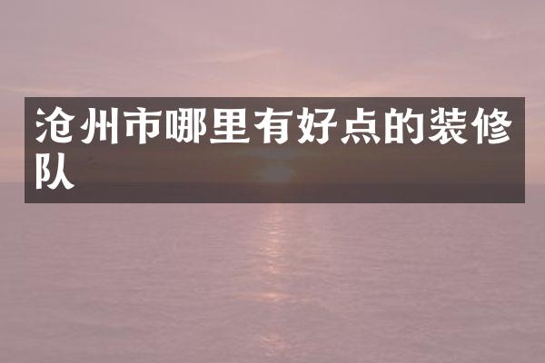 沧州市哪里有好点的装修队