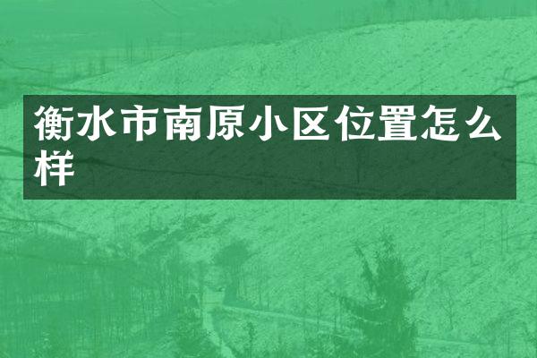 衡水市南原小区位置怎么样