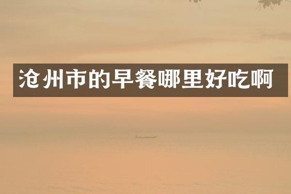 沧州市的早餐哪里好吃啊