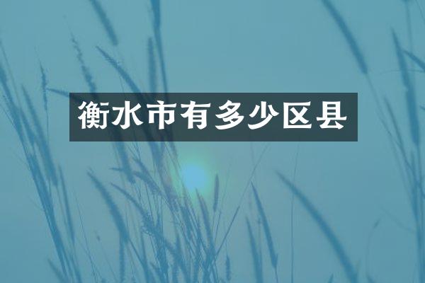 衡水市有多少区县