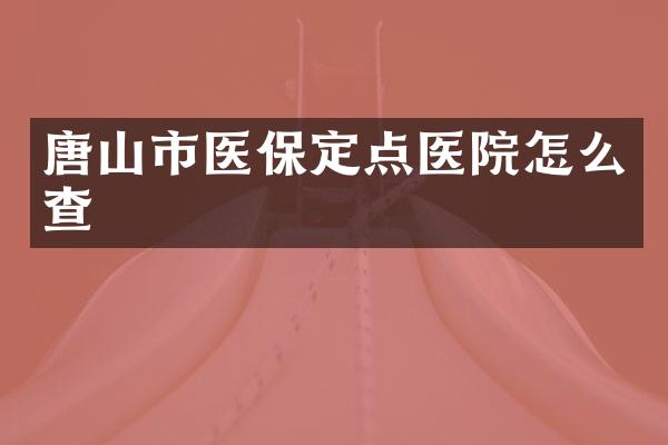 唐山市医保定点医院怎么查