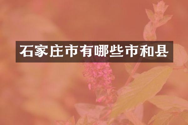 石家庄市有哪些市和县