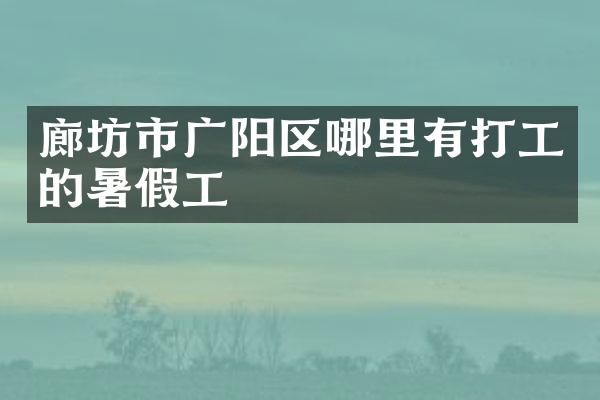 廊坊市广阳区哪里有打工的暑假工