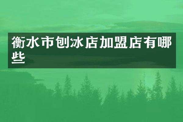衡水市刨冰店加盟店有哪些