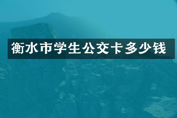 衡水市学生公交卡多少钱