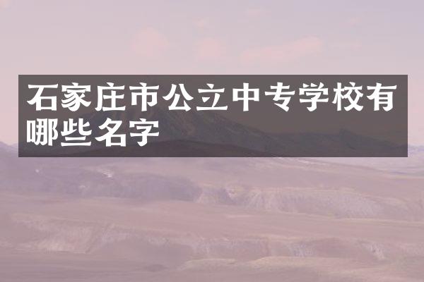 石家庄市公立中专学校有哪些名字