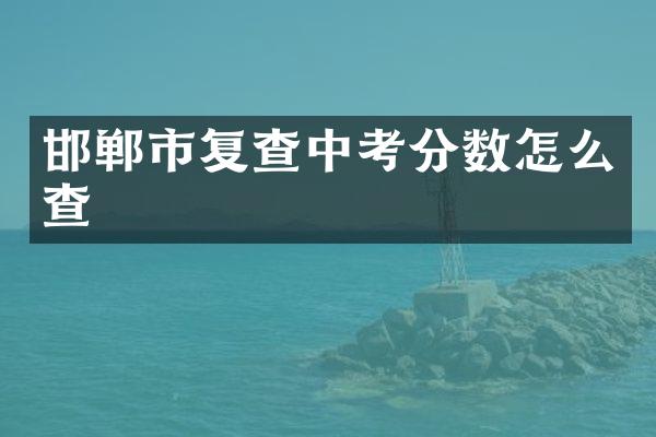 邯郸市复查中考分数怎么查