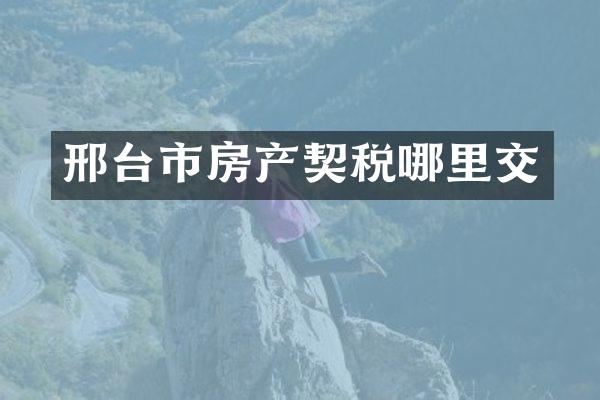 邢台市房产契税哪里交