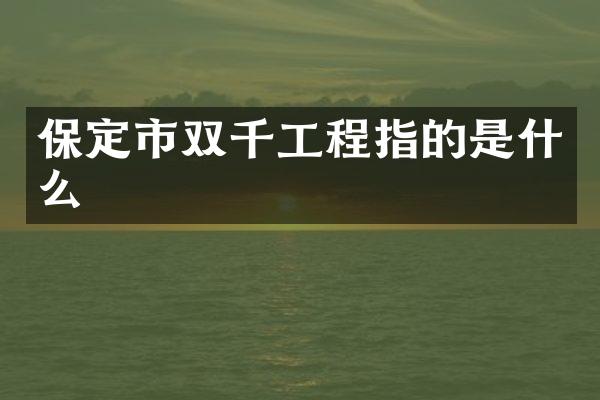 保定市双千工程指的是什么