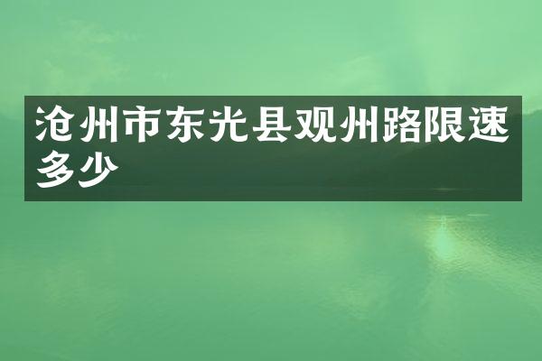 沧州市东光县观州路限速多少