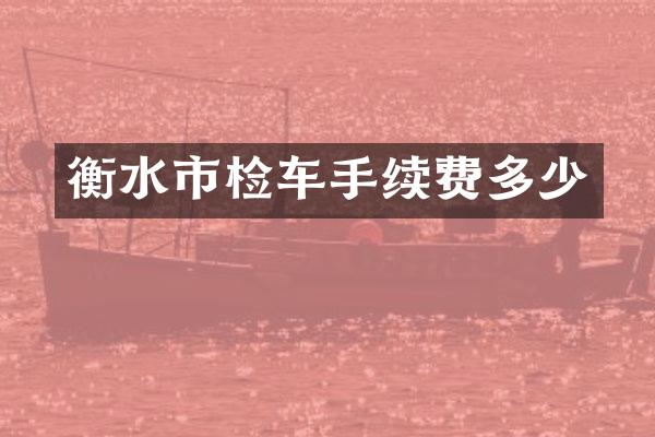 衡水市检车手续费多少