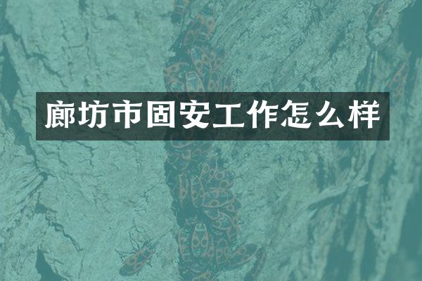 廊坊市固安工作怎么样