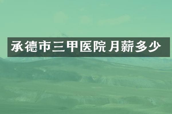 承德市三甲医院月薪多少