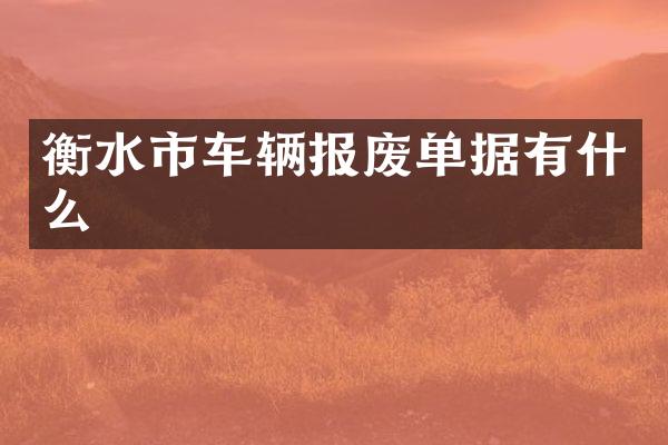 衡水市车辆报废单据有什么