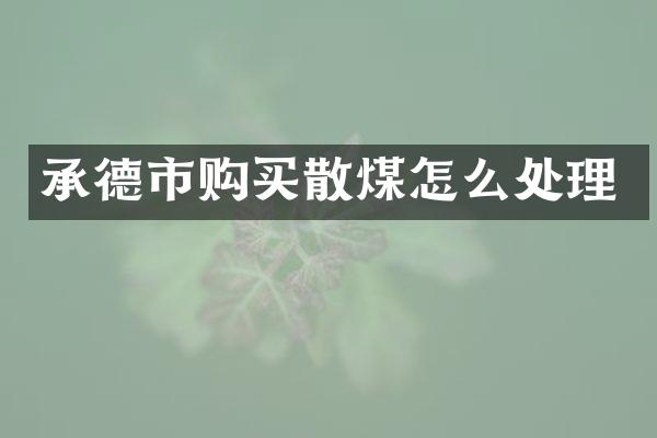 承德市购买散煤怎么处理