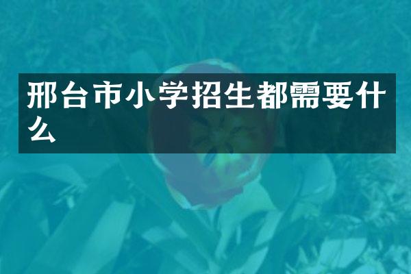 邢台市小学招生都需要什么