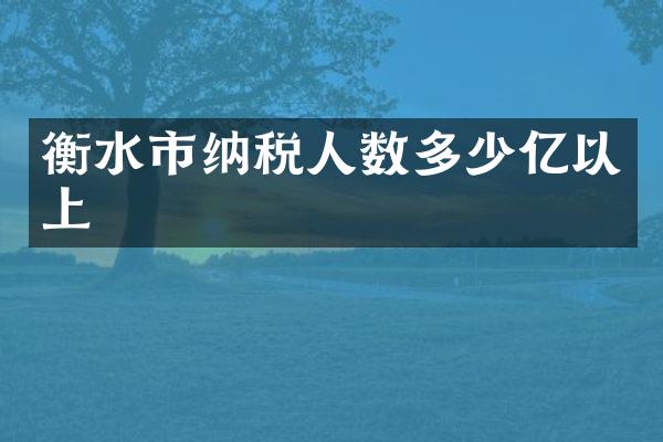 衡水市纳税人数多少亿以上