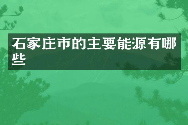 石家庄市的主要能源有哪些