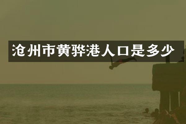 沧州市黄骅港人口是多少